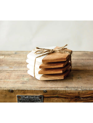 Marble & Mango Hexagon Coasters (S/4)