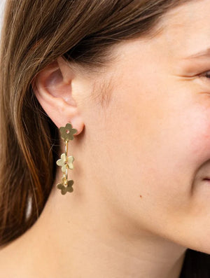 Ink + Alloy Brass Daisy Floral Chain Earring