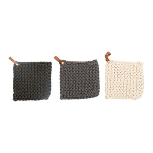 Crocheted & Leather Potholder