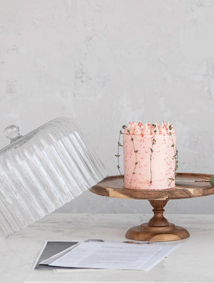 Rustic Glass & Wood Cake Stand