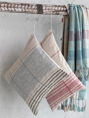 Red Grid Cotton Slub Pillow