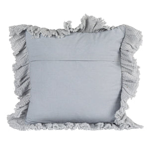 Ruffled Blue Cotton Gauze Pillow