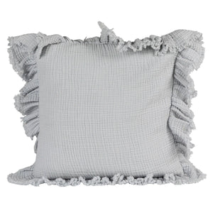 Ruffled Blue Cotton Gauze Pillow