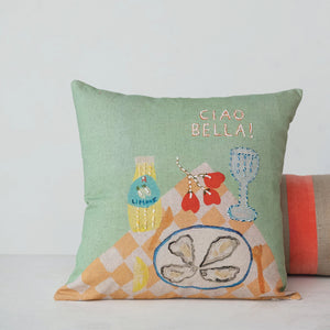 Ciao Bella Embroidered Oyster Pillow