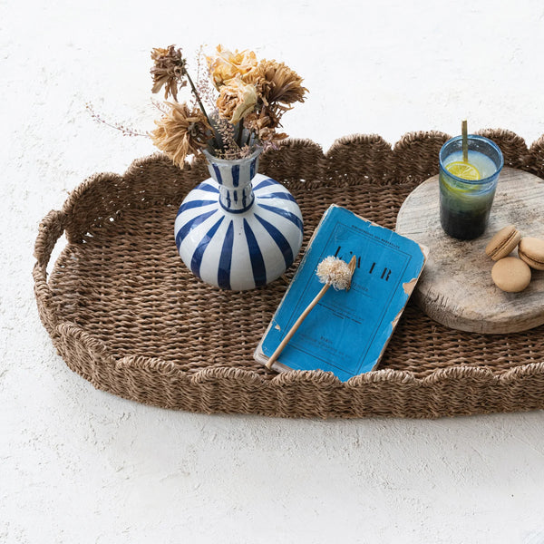 Hand Woven Bankuan Scalloped Tray - The Mercantile at Mill + Grain