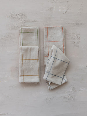 Woven Grid Linen Dish Towel (S/4)