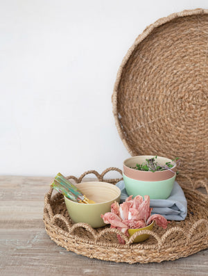 Woven Seagrass Scalloped Tray/Wall Decor