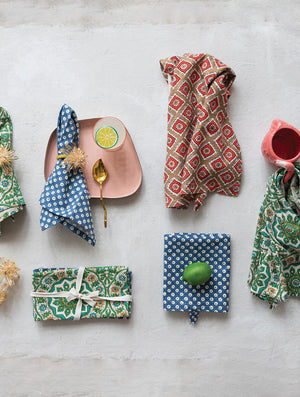 Block Print Pattern Cotton Tea Towel
