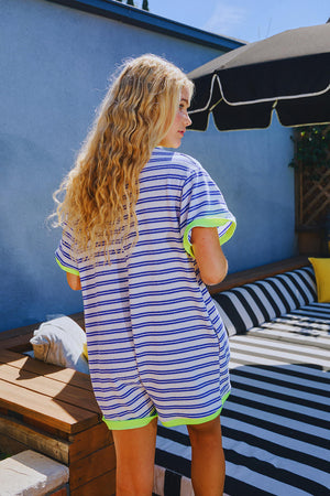 Cobalt Terry Striped Romper