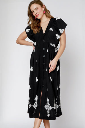 Maren Embroidered Midi Dress