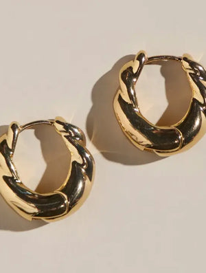 Gold Wide Twist Hoop Earrings