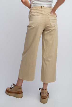 Button Fly Ecru Cropped Pant