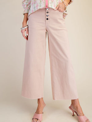Pre-Order | Wide Leg Peach Cropped Chinos