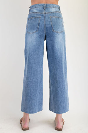 Relaxed Crop Wide Leg Denim Pant