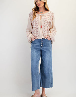 Relaxed Crop Wide Leg Denim Pant