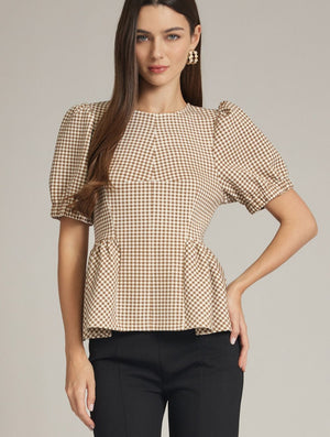 Peyton Gingham Peplum Top