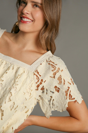 Celine Cream Lattice Dress