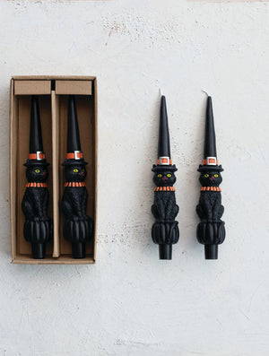 Cat with Witch Hat Shaped Taper Candles
