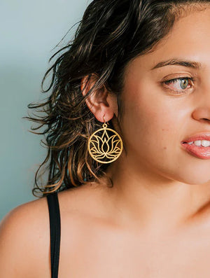 Lotus Brass Earring