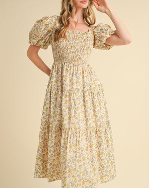 Saylor Cinched Floral Midi Dress
