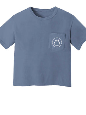 Smiley Cropped Pocket Tee
