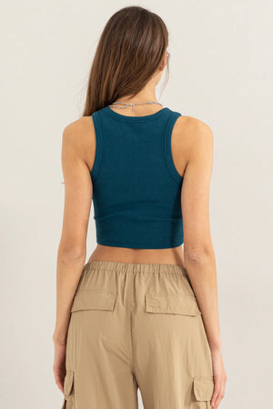 Ribbed Crop High Neck Tank