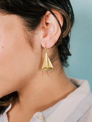 Brass Sailboat Earring