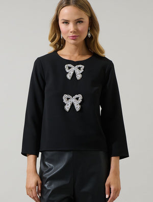 Kaida Sparkle Bow Long Sleeve Top