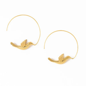 Ink & Alloy Wren Bird Hoop Earrings
