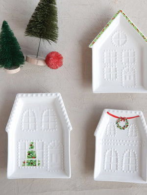 Embossed Stoneware Holiday Plates