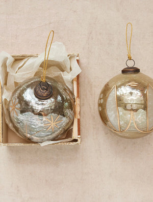 Etched Mercury Glass Ornament