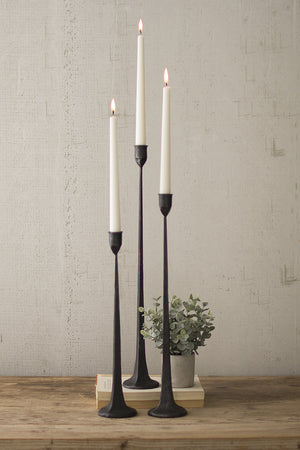 S/3 Cast Iron Tapered Candle Holders