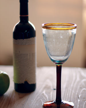 Recycled Amber Rim Wine Glass