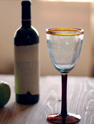 Recycled Amber Rim Wine Glass