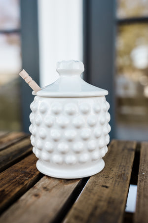 Hobnail Honey Jar with Dipper