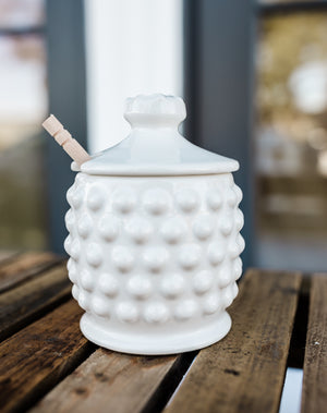 Hobnail Honey Jar with Dipper