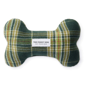 The Foggy Dog Mossy Plaid Bone Toy
