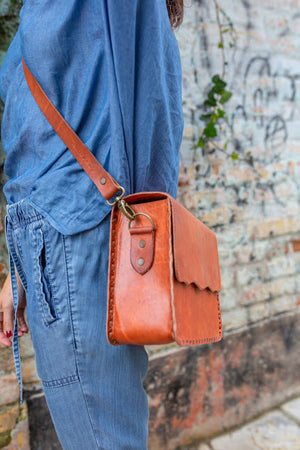 Cognac Mexican Leather Crossbody Bag