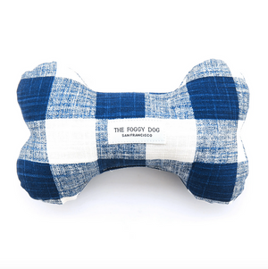 The Foggy Dog Navy Gingham Bone Toy