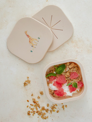 Safari Cream Silicone Collapsible Snack Bowl